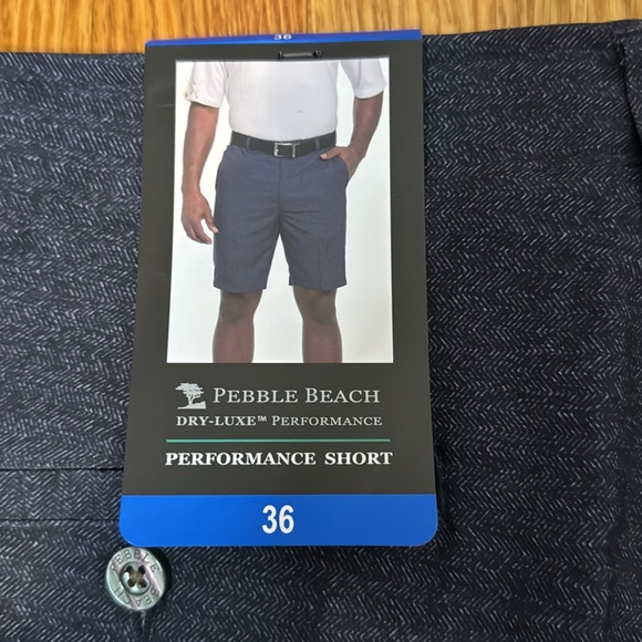 NWT Pebble Beach Men’s Blue Performance Short Sz 36 - Picture 3 of 4